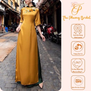 Áo Dài Thiết kế By Lamia Kết Hoa Thủ Công Thời Trang Trẻ Trung, Sang Trọng, Chất Lụa Cao Cấp Không Nhăn, Không Xù