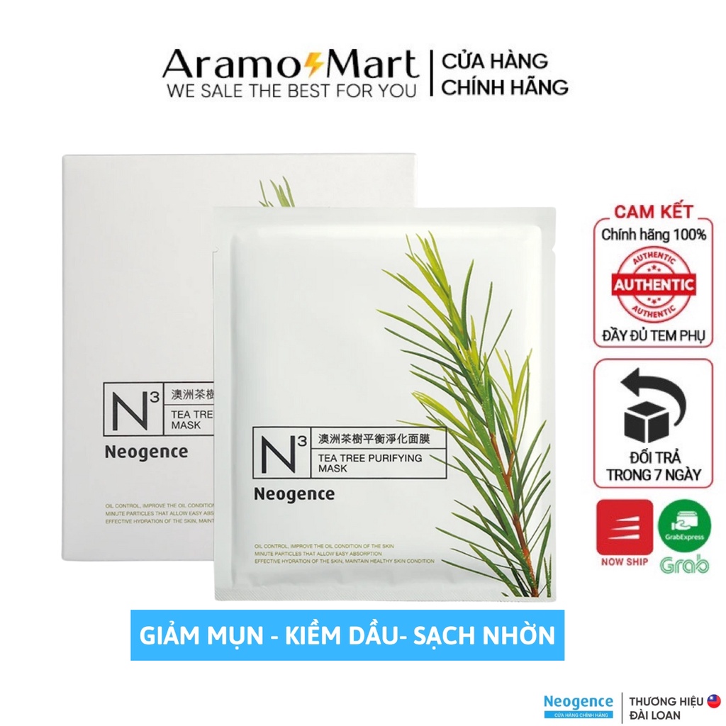 Mặt nạ Neogence N3 tinh chất tràm trà thanh lọc da- 25ml/ miếng ＊AramoMart＊