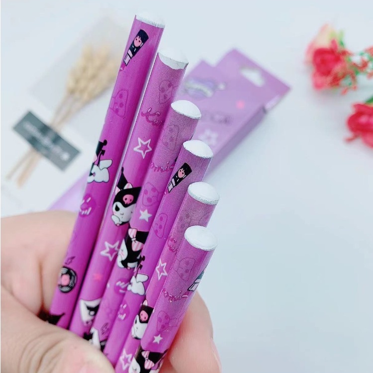 12 cây bút chì Sanrio HB Cinnamoroll bút chì môi trường Melody bút chì hình hoạt hình Kuromi Hex thanh bút chì Purin quà tặng văn phòng phẩm sinh viên