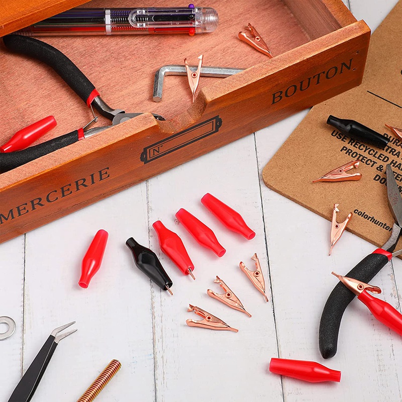 Set 20 Kẹp Cá Sấu Thử Điện 5Amp Mini Bằng Đồng Cách Nhiệt Bảo Vệ Răng