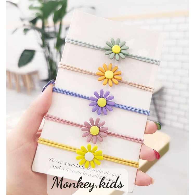 Dây buộc tóc hoa mặt trời các màu cho bé