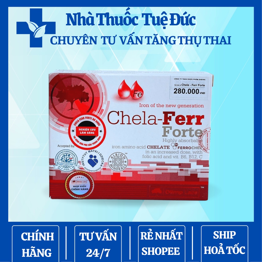 Sắt Chela-Ferr® Forte –Viên sắt cho bà bầu hỗ trợ bổ sung và dễ hấp thu sắt