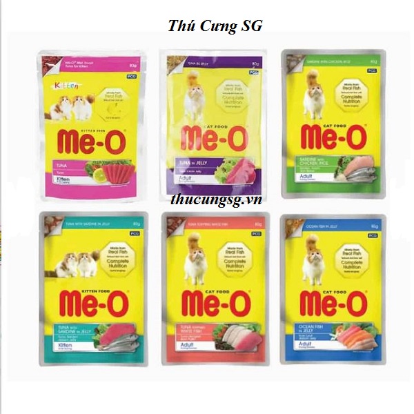 Pate mèo Me-O gói 80gram, thức ăn ướt MeO cho mèo con và mèo trưởng th