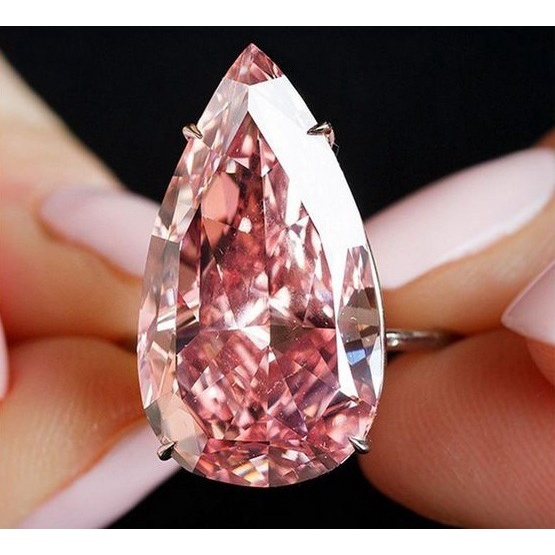 Nhẫn Đính Đá Topaz Pha Lê Hồng Hình Giọt Nước Siêu Đẹp Phong Cách Âu Mỹ Cao Cấp Chạm Khắc Nghệ Thuật Cho Nữ