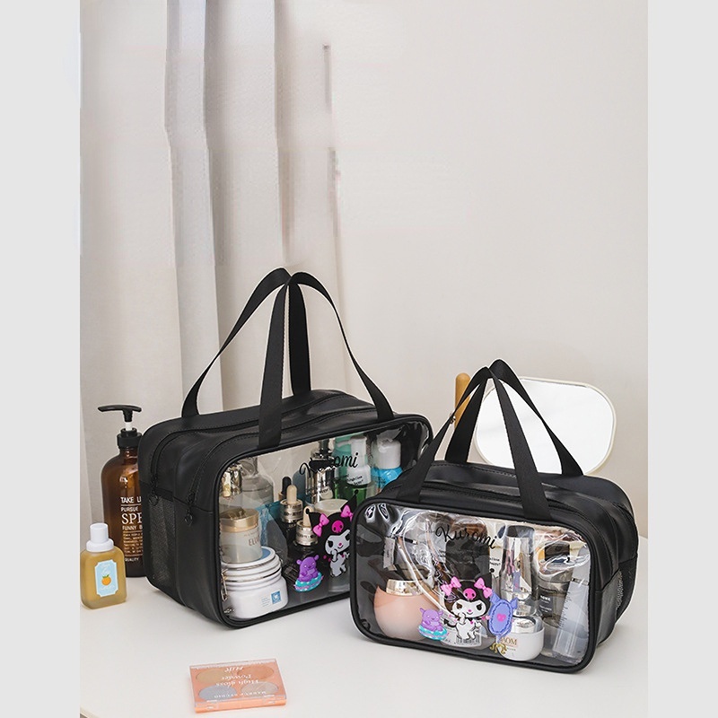 Túi Nhựa pvc Hai Lớp Trong Suốt Đựng Mỹ Phẩm Khô Và Ướt Họa Tiết Hoạt Hình Chống Thấm Nước