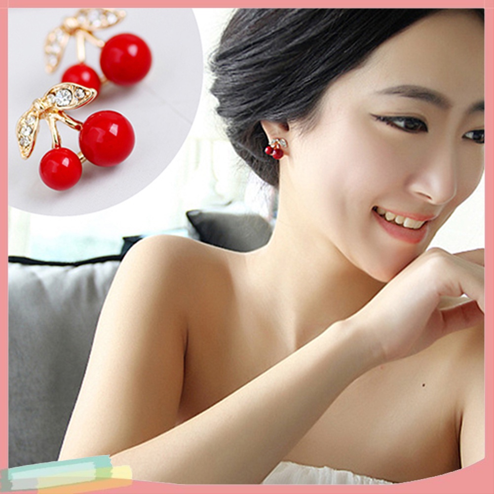 Hoa Tai Kiểu Dáng Quả Cherry Thời Trang Phong Cách Cho Nữ