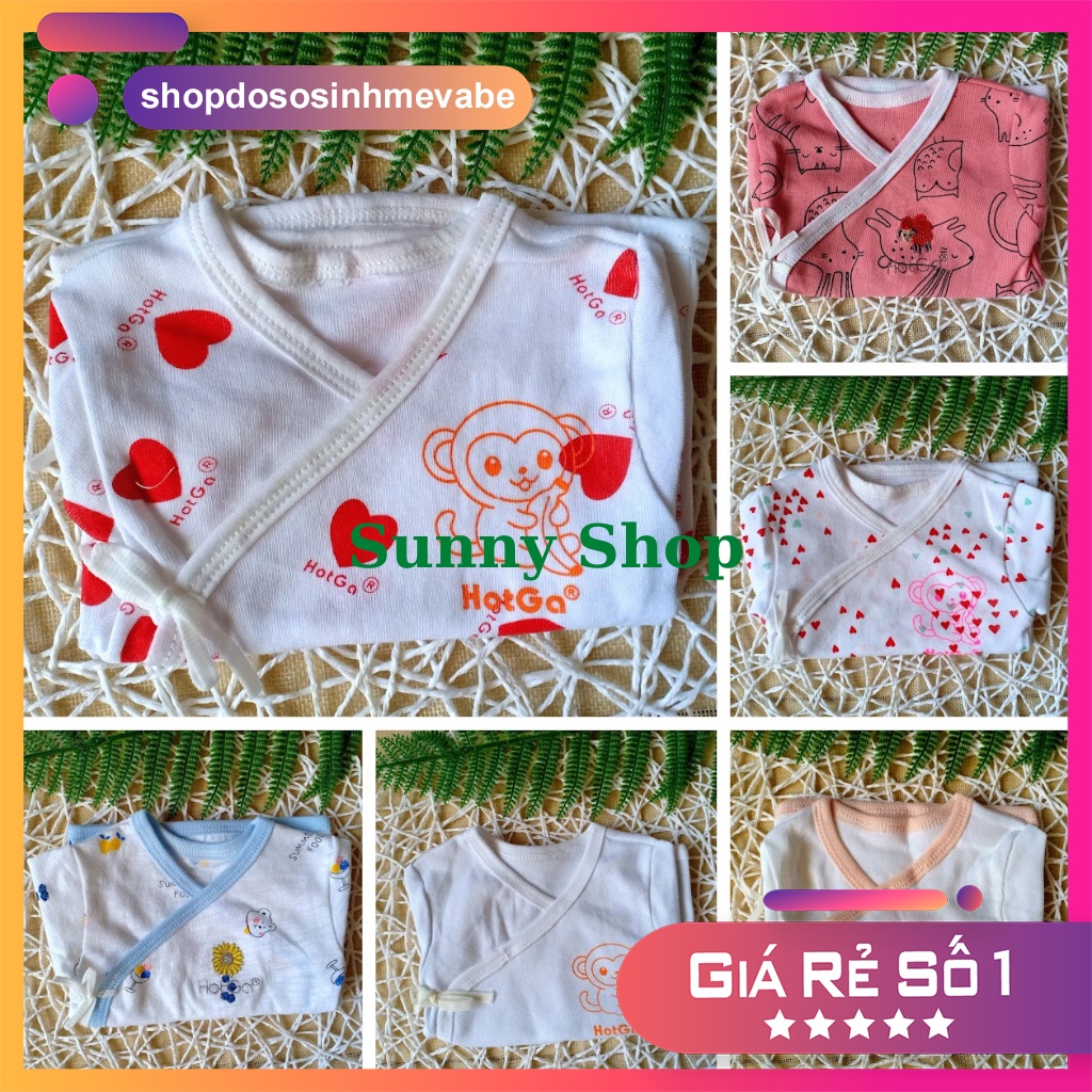 Áo cột dây TAY NGẮN HOTGA cho bé sơ sinh dưới 5kg, Áo buộc dây tay cộc cho em bé