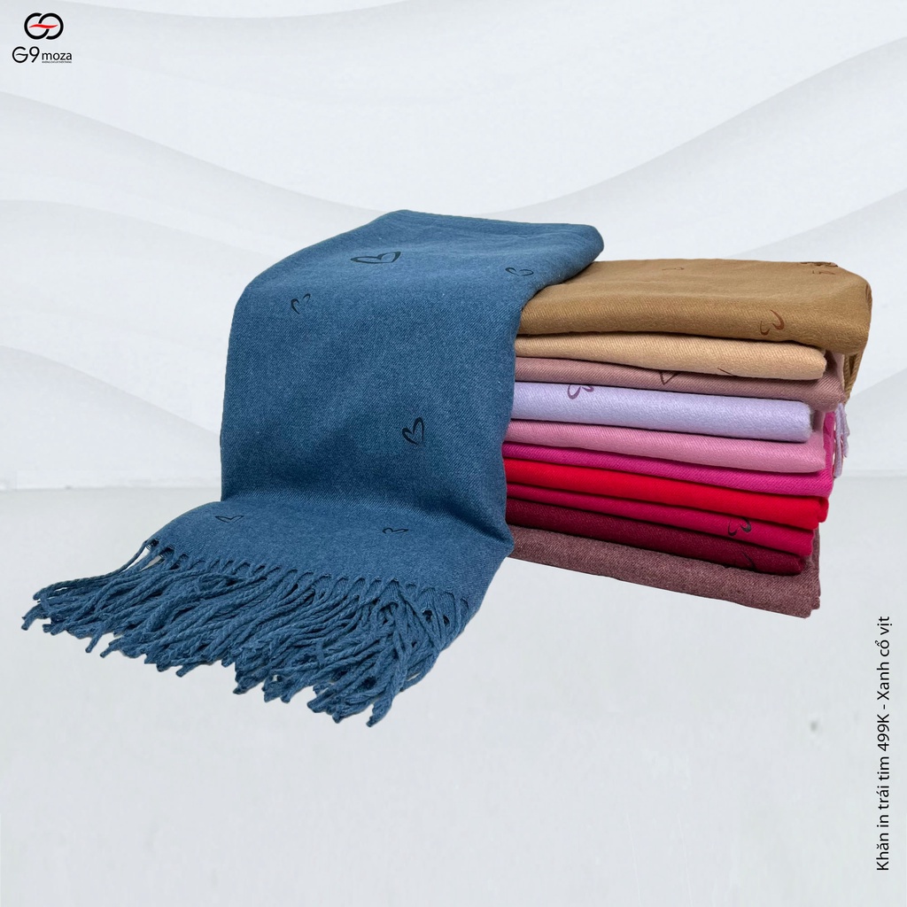 Khăn dạ choàng cổ G9 Moza mùa đông họa tiết trái tim