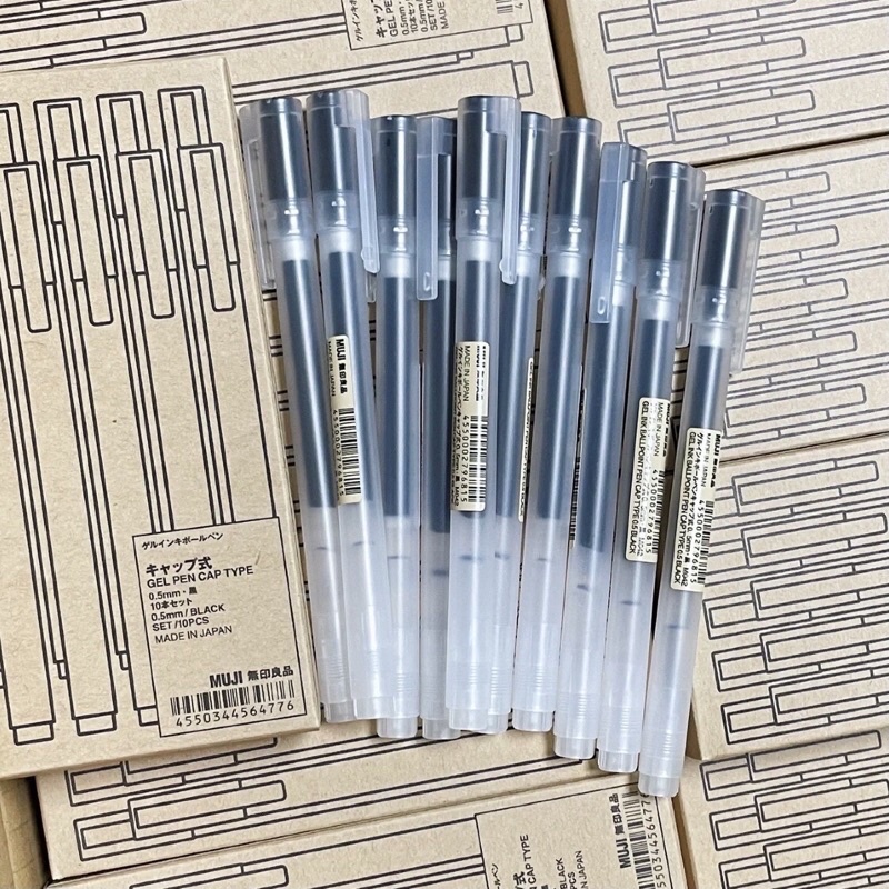 Muji Bộ 10 cây bút bi có nắp màu xanh