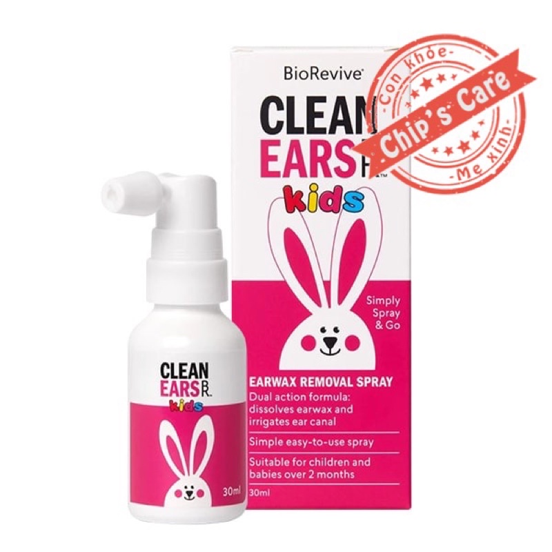 Xịt ráy tai cho bé Clean Ears Kids 30ml của Úc cho bé từ 2 tháng