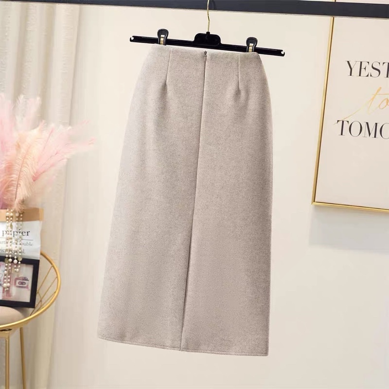 Chân Váy Dạ Chữ A Công Sở Dài Qua Gối, Chân Váy Dạ Dài Cạp Cao