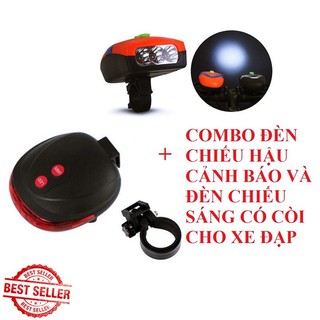 Combo Đèn Chiếu Hậu Tia Đỏ Và Đèn Chiếu Sáng Có Còi Xe đạp