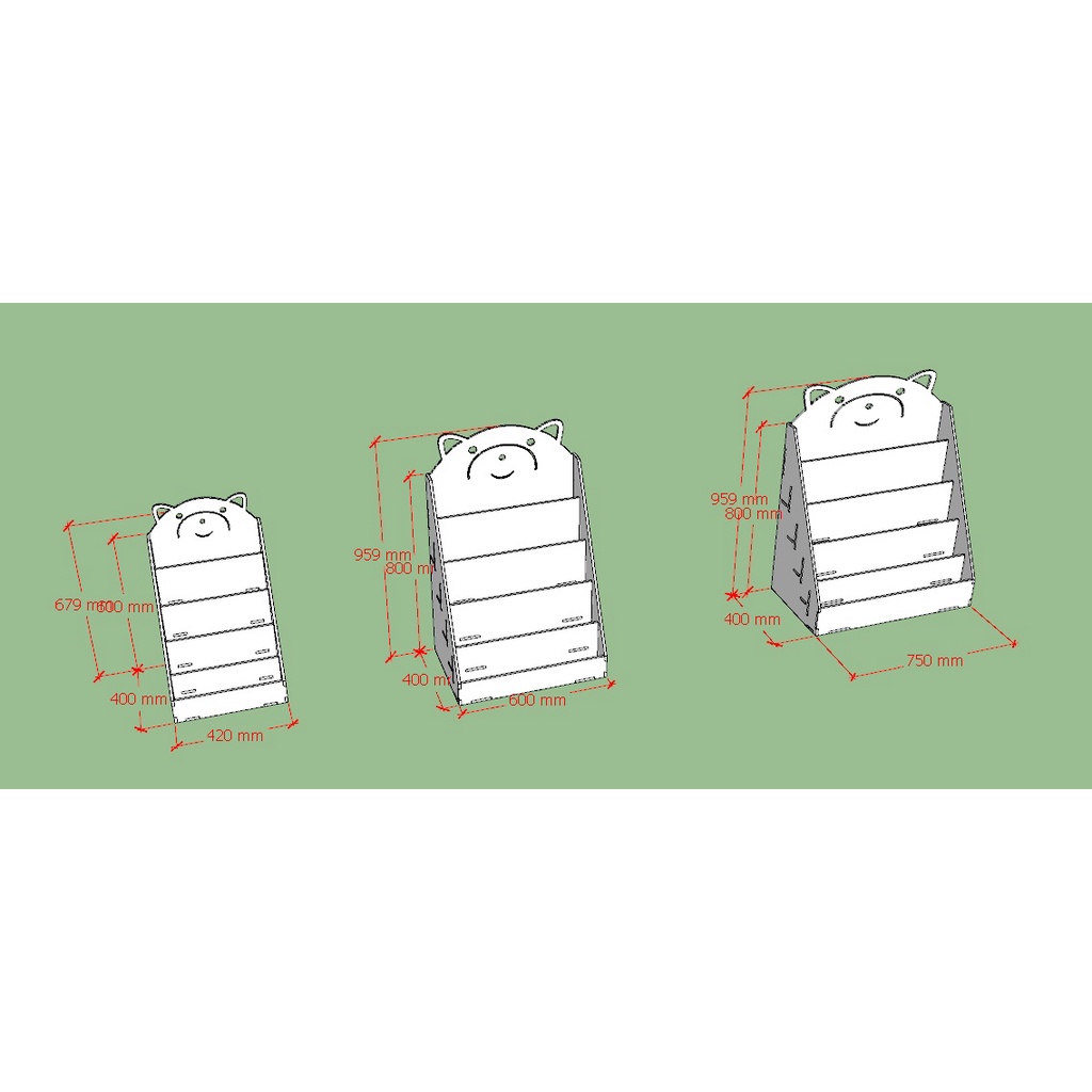Kệ sách cho bé hình gấu có 5 tầng để sách đa năng