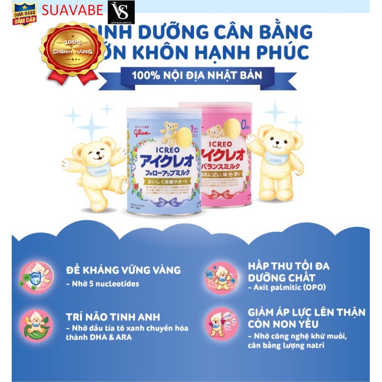 Sữa Glico Icreo Follow Up Milk  Lon 820g