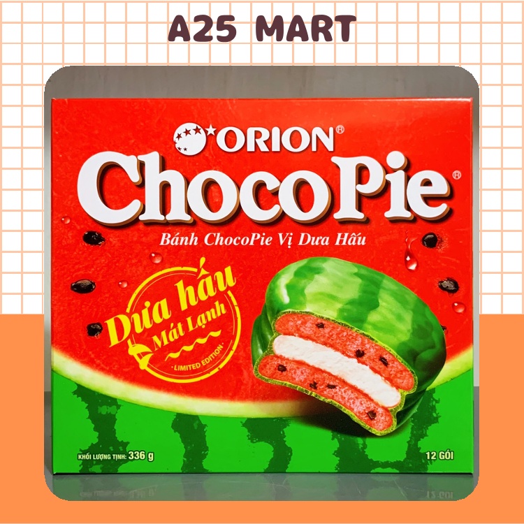 Bánh Chocopie Vị Dưa Hấu Mát Lạnh Orion Hộp 336g