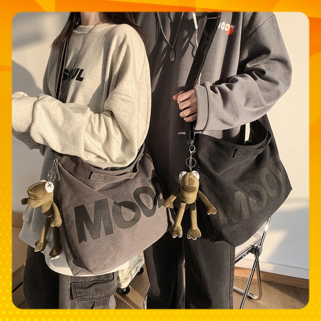 Túi tote đeo chéo , đeo vai nam nữ vải canvas phong cách ulzzang unisex in chữ MOOD