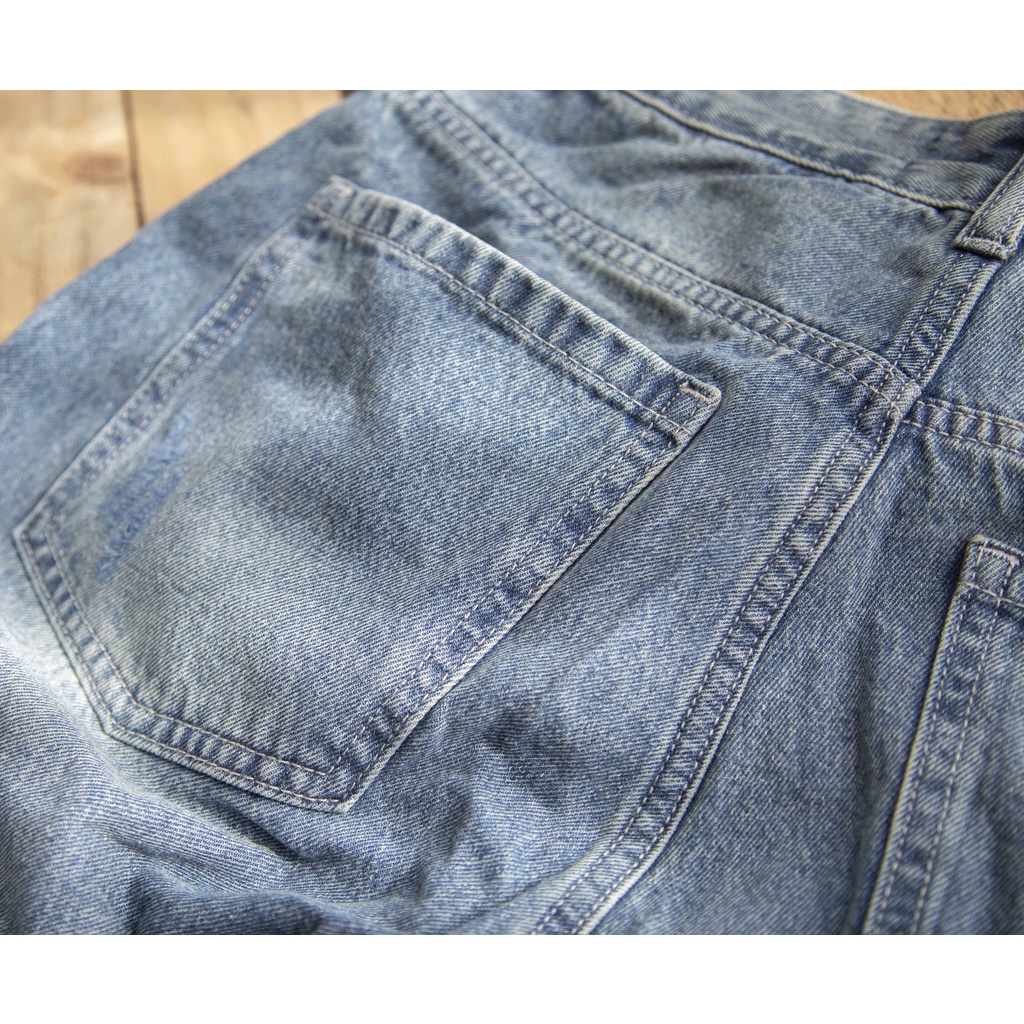 Quần Jean nam màu xanh rách fom baggy LAB221119