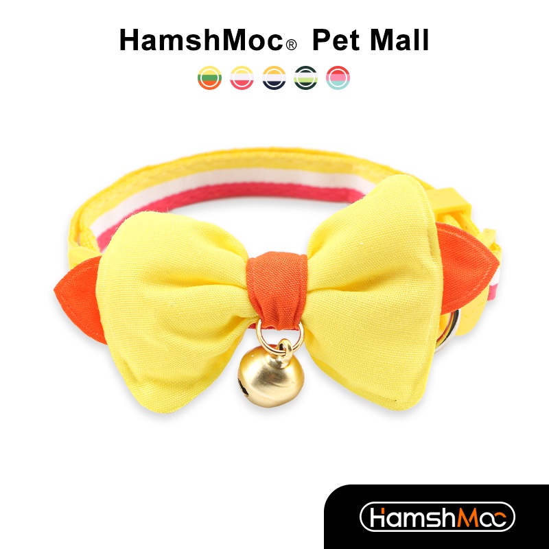 HamshMoc Vòng Cổ Nhẹ Mềm Mại Thoải Mái Bền Bỉ Có Chuông Và Nơ Dễ Thương Có Thể Điều Chỉnh Cho Thú Cưng / Mèo / Thỏ