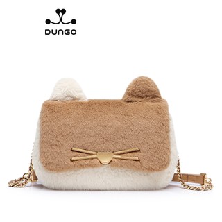 Túi Xách JUST STAR Tai Mèo Lông Mịn- JU172568 Kem nắp nâu