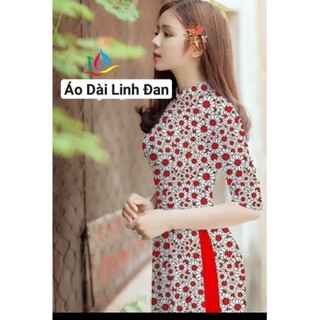 Áo dài in 3D hoạ tiết cúc hoạ mi vải lụa nhật cao cấp - Áo Dài Linh Đan