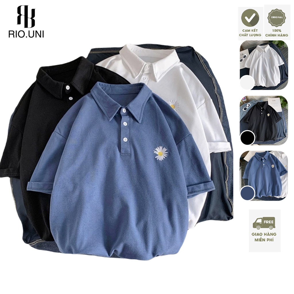 Áo Polo hoa cúc  chất cotton mát, polo unisex, chất siêu đẹp cho cả nam lẫn nữ Rio.Uni