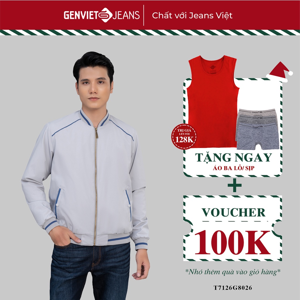 Áo Khoác Bomber Gió Nam GENVIET Cản Gió Cản Nước Bo Tay Bo Gấu T7126G8026