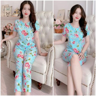 (Bunnysky) Đồ bộ mặc nhà nữ vải lụa mềm mịn mát không nhăn