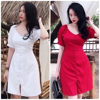 Đầm váy dự tiệc nút bọc 2 màu xuongvnxk (kèm hình thật)