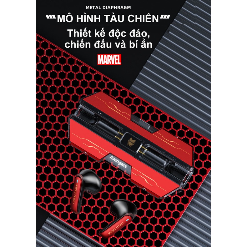 Tai Nghe Bluetooth GAMING BTMV21 Tai Nghe Nhét Tai Không Dây Mô Hình Chiến Binh Marvel Độ Trễ Cực Thấp Cho Các Game Thủ