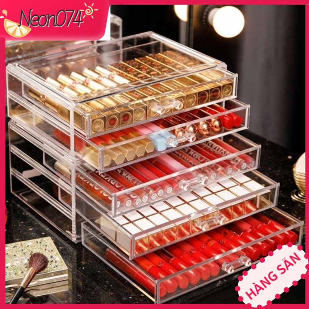 KHAY 5 tầng, KHAY ĐỰNG ĐỒ NAIL, KHAY ĐỰNG TRANG SỨC - Trong Suốt Chống Bụi Có Thể Tháo Rời - Neon074