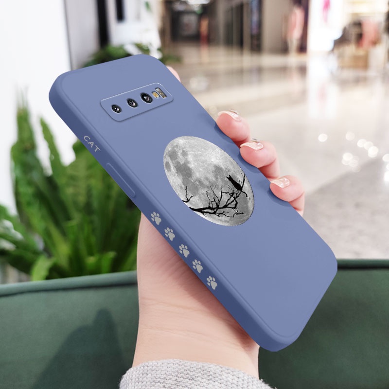 Ốp Điện Thoại Mềm Hình Mèo Mặt Trăng Cho Samsung Galaxy S10 S10E Plus S9 Plus S10 S10E Plus