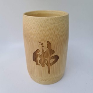 Cốc tre khắc chữ Phật - Cốc tre, ly tre uống nước, cafe hoặc làm đồ decor cao 12cm