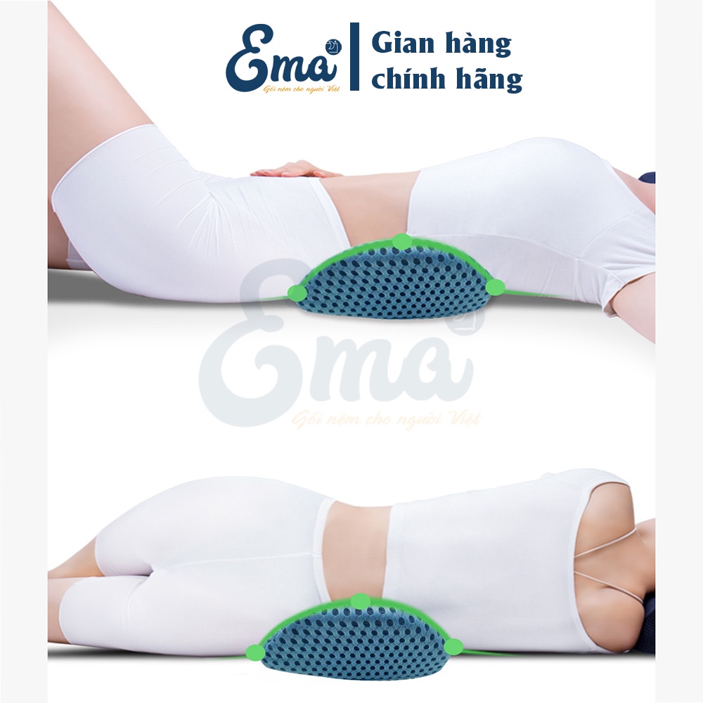 Gối kê lưng Ema - Dành cho bà bầu, người đau mỏi thắt lưng, thoát vị đĩa đệm  - Vỏ lưới 4D siêu thoáng mát