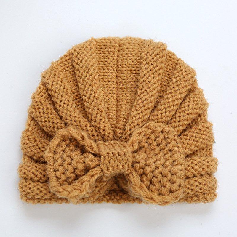 PVN56535 Mũ Len Trùm Đầu Đính Nơ Phong Cách Hồi Giáo Thời Trang Cho Bé