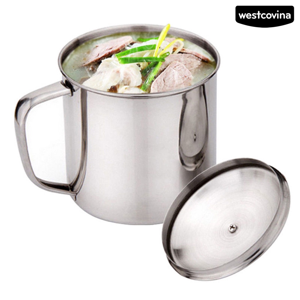 [WEST]⚘Cốc Uống Nước Bằng Thép Không Gỉ Thân Thiện Với Môi Trường Thiết Kế Tay Cầm Cho Cắm Trại