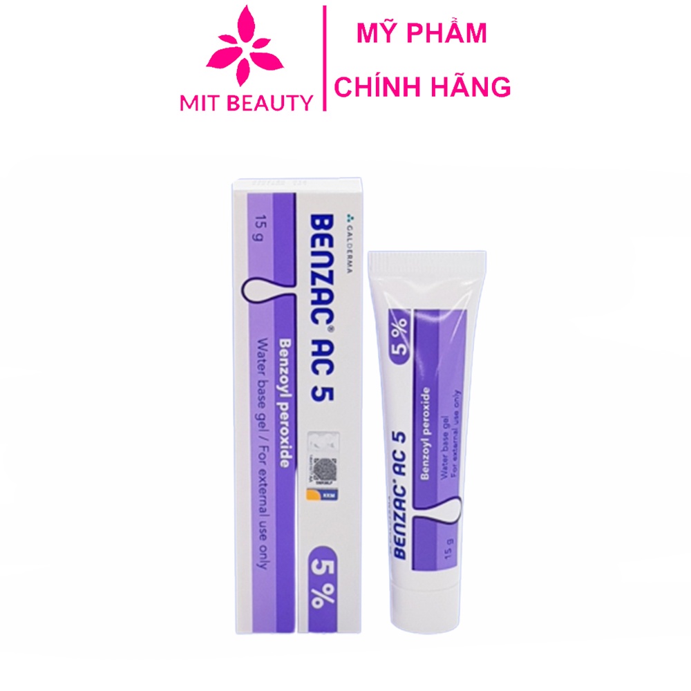 Kem giảm mụn Benzac Ac 5 5% Mit Beauty hỗ trợ giảm mụn sưng ngừa thâm sẹo hiệu quả tuýt 15g