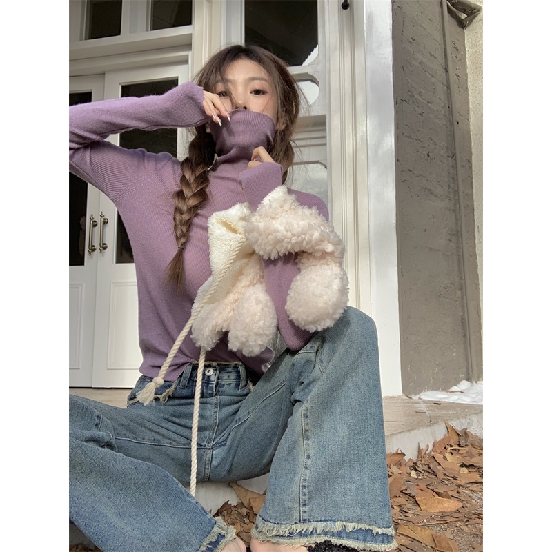 Áo Sweater Cổ Lọ Mềm Mại Dễ Phối Đồ Thời Trang Thu Đông Cho Nữ