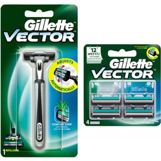 Bộ cán dao cạo và 4 lưỡi dao cạo Gillette Vector, Combo Cán Dao Cạo + Lưỡi Cạo Râu Gillette Vector 4 lưỡi
