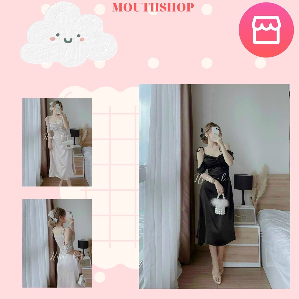 Đầm thiết kế 2 dây cổ thuyền phi lụa siêu hot