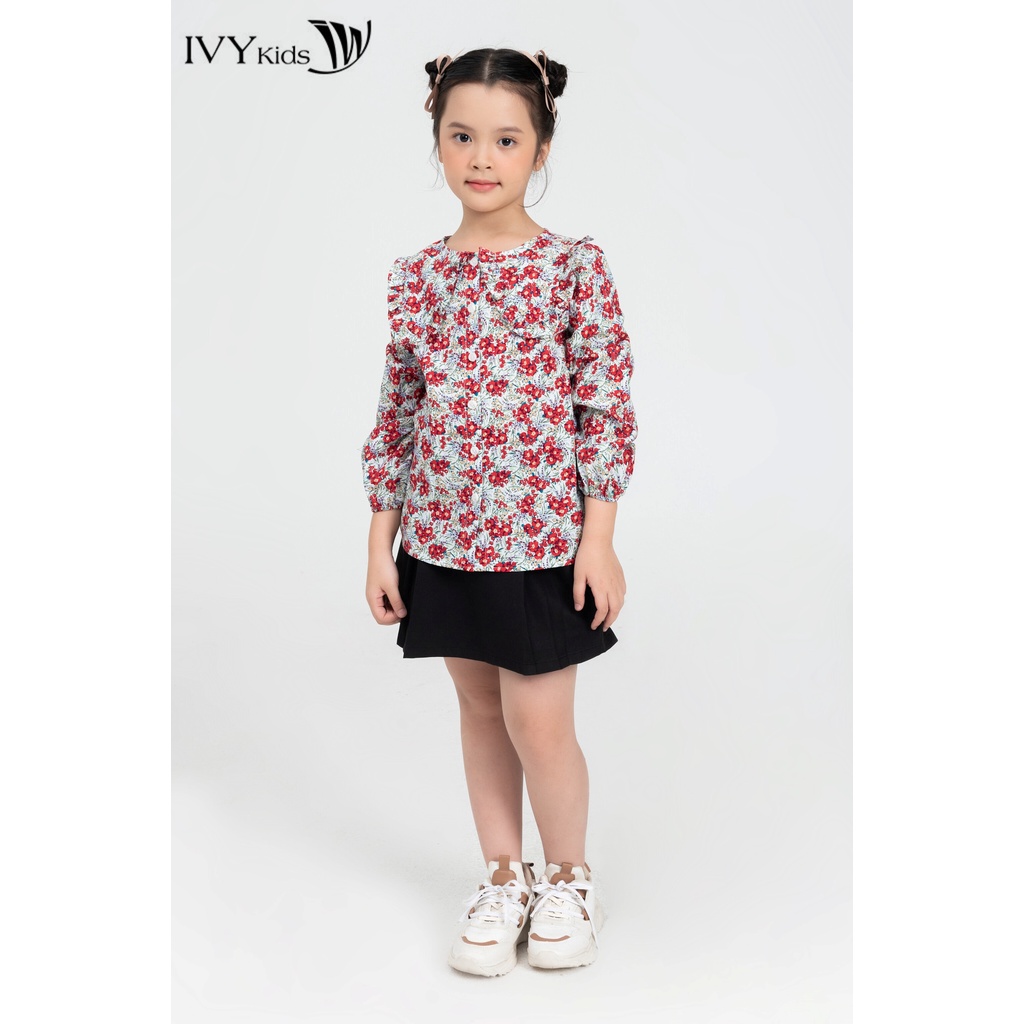 Áo sơ mi hoa cổ peter pan bé gái IVY moda MS 17G1591
