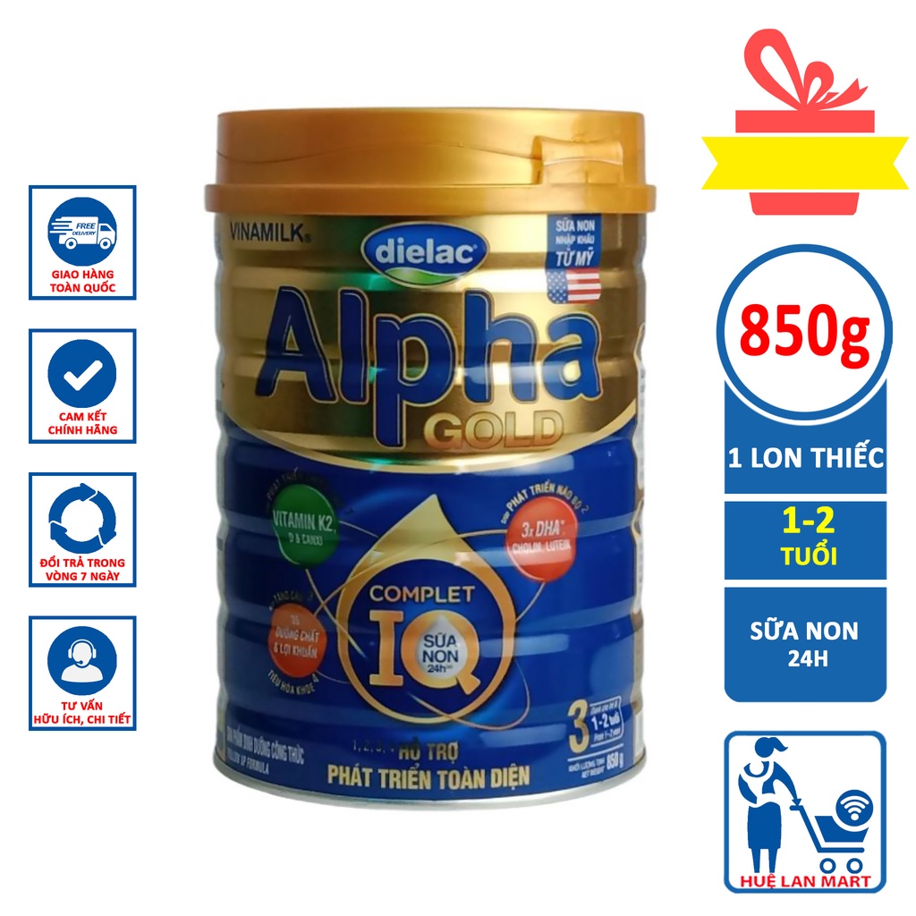 Sữa Bột Vinamilk Dielac Alpha Gold IQ 3 - Hộp 850g
