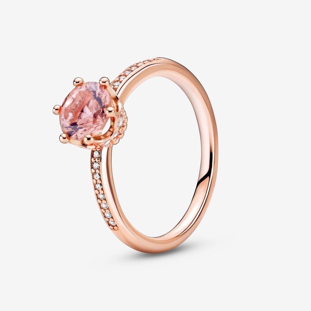 Nhẫn Pandora Pink Sparkling Crown Solitaire Ring Moments vương miện đính đá hồng
