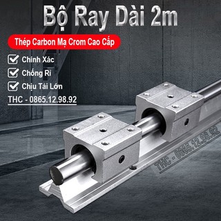 Thanh ray trượt tròn có đế sbr12 16 20 25 dài 2m thép carbon cao cấp mạ crom chống rỉ