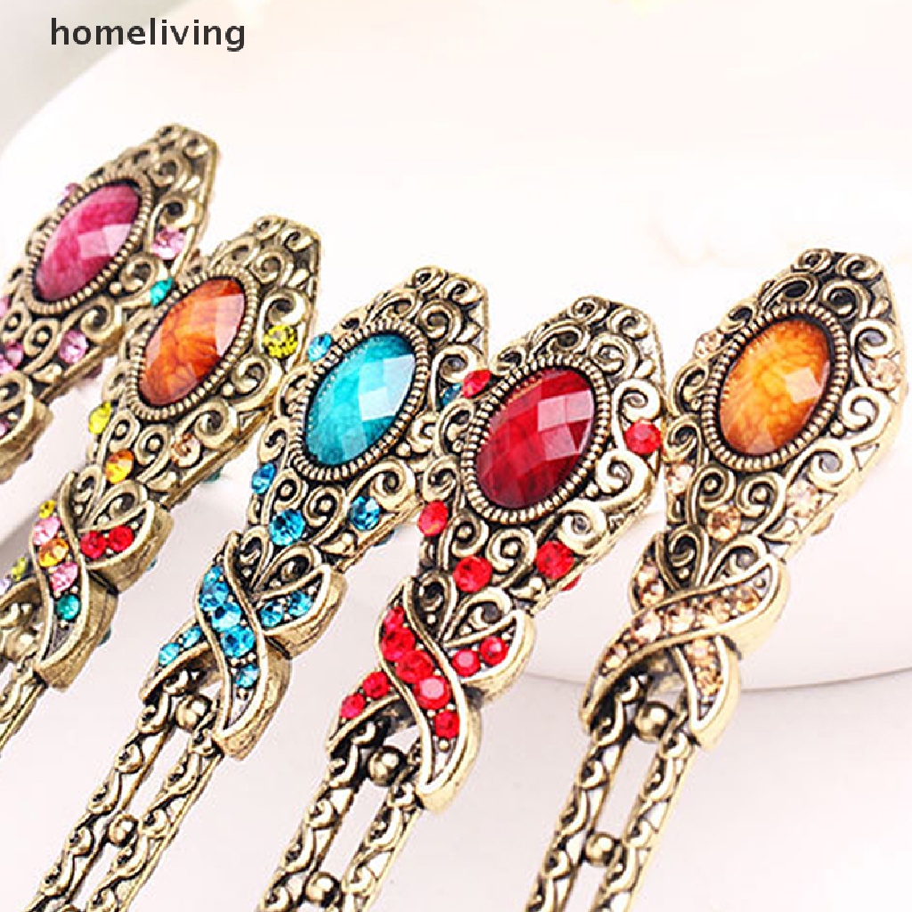 Trâm Cài Tóc Kim Loại Đính Đá Pha Lê Phong Cách Vintage Đơn Giản