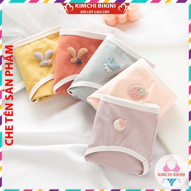 Quần sịp nữ Cotton trơn cạp viền chun dễ thương KIMCHIBIKINI Quần trong cute mềm mại xinh đẹp QL074