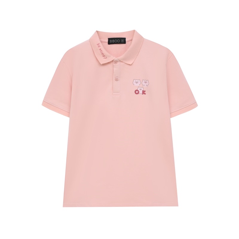 BIBOO - Áo polo có cổ tay ngắn form unisex nam nữ BE MINE chất liệu cotton cao cấp