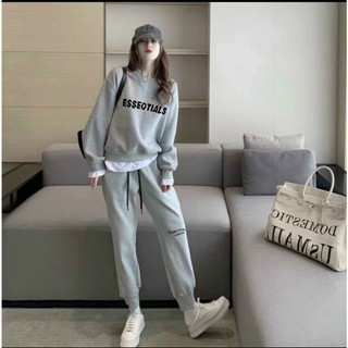 Bộ nỉ nữ thu đông chất vải nỉ bông, set đồ nữ thu đông quần áo dài tay trẻ trung phong cách hàn quốc