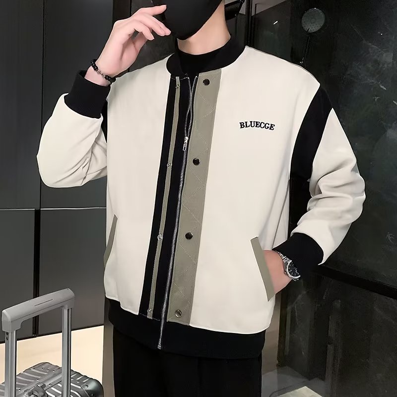 Áo Khoác Bóng Chày Thêu Họa Tiết Màu Sắc Tương Phản Thời Trang Xuân Thu 2022 Cho Nam