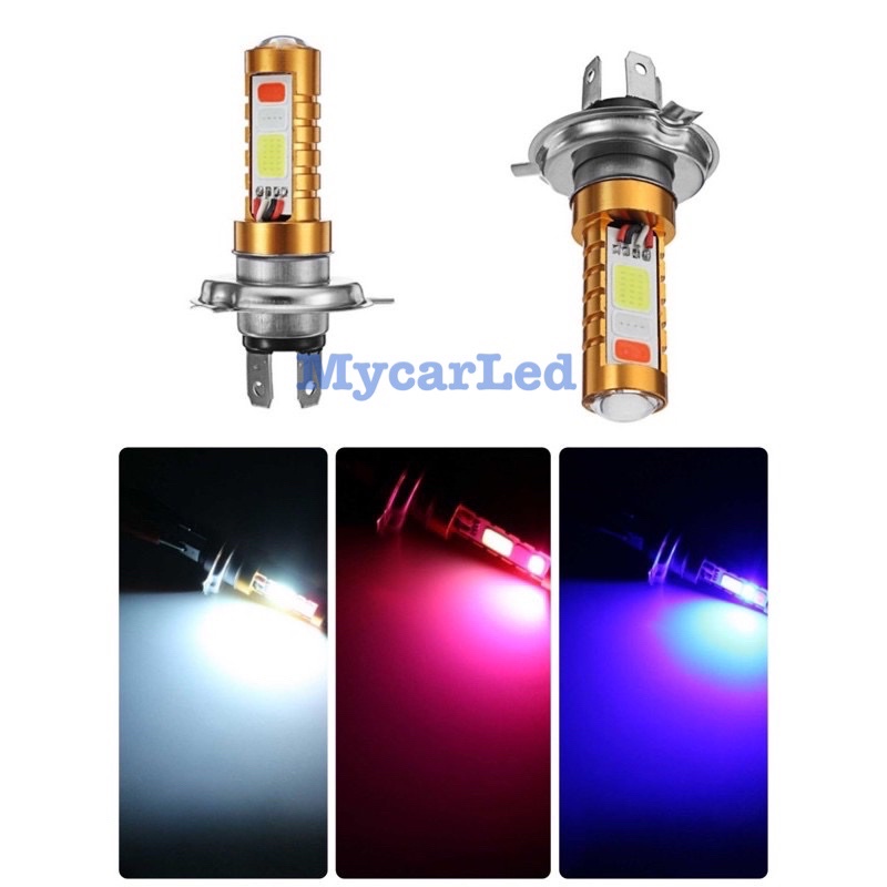 Đèn Pha Led Xe Máy H4  3 màu Siêu Sáng