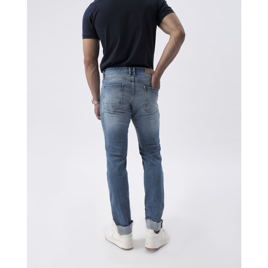 Quần jean nam xanh cao cấp MENFIT 0401 chất denim co giãn nhẹ 2 chiều, chuẩn form, thời trang